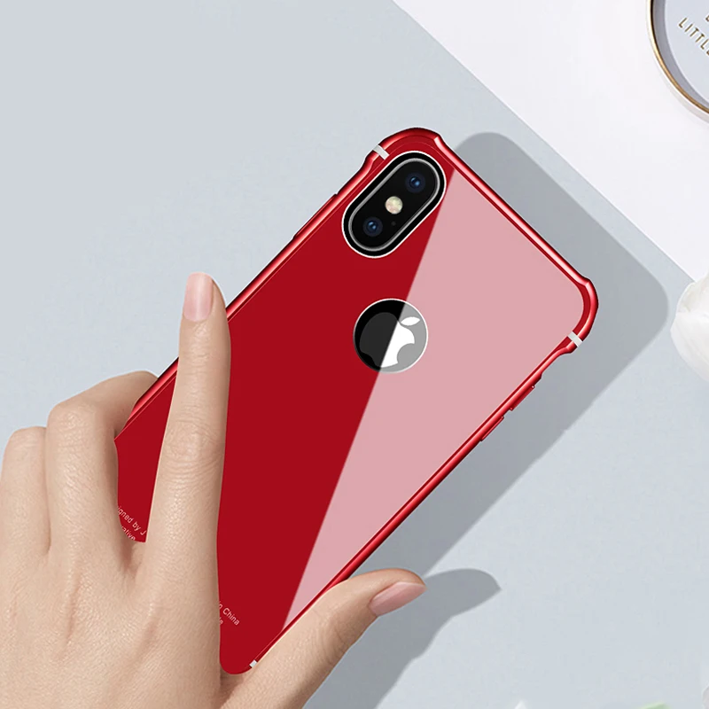 Leanonus Новый чехол для iPhone X Роскошный Алюминиевый металлический бампер +