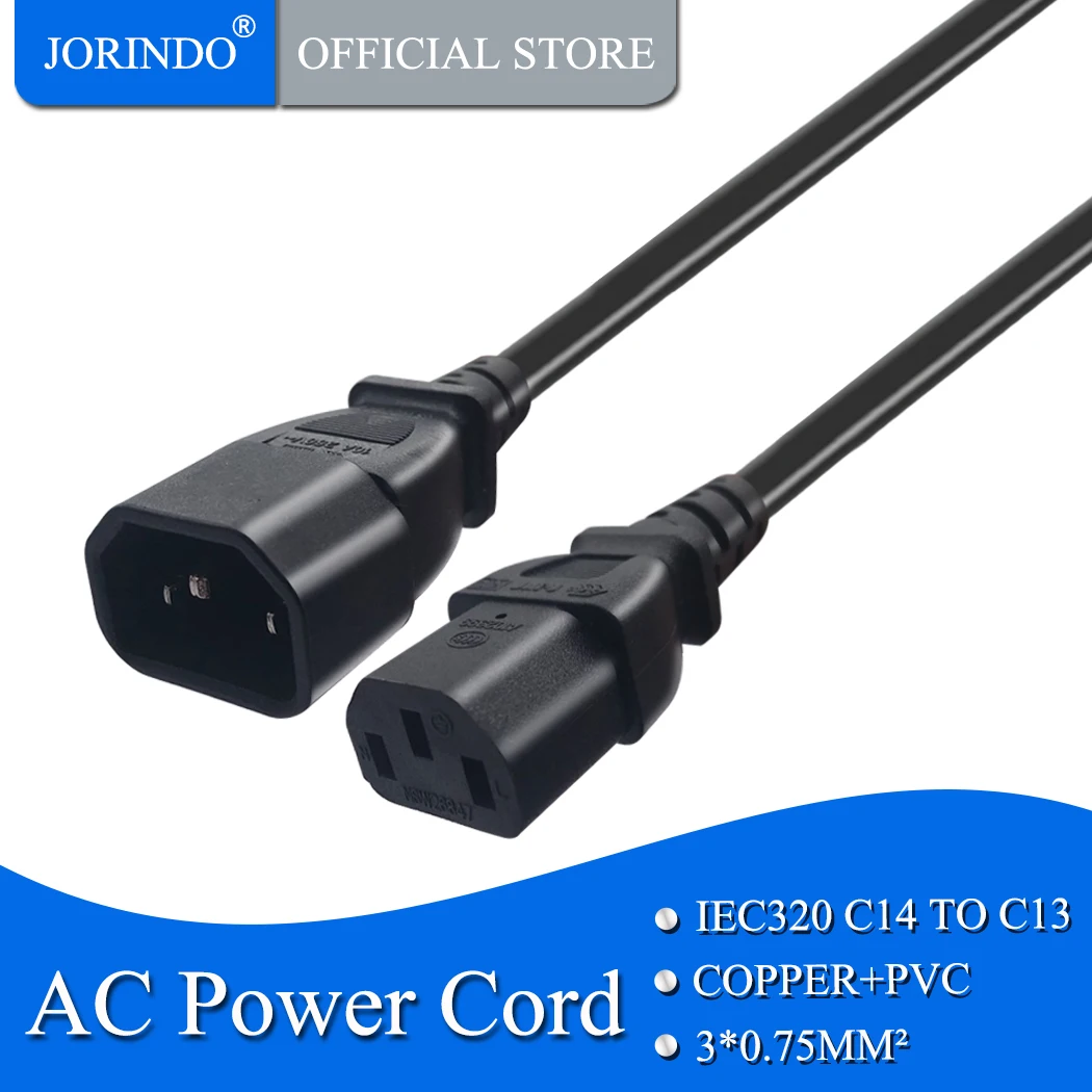 Jorinдо 0 3 м/1 фут IEC320 зубчатый c13 к c14 Кабель питания Шнур C14 штекер C13 Женский кабель