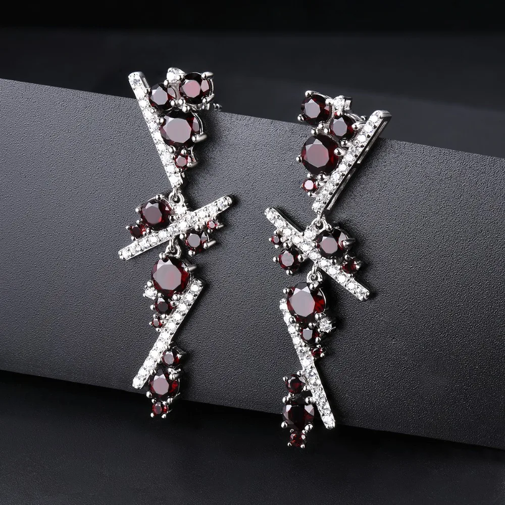 Женские серьги из серебра 7 31 пробы с натуральным красным гранатом 925