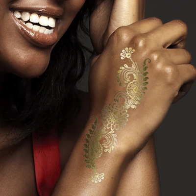 Новый Боди-арт цепи золото татуировки временные флэш металлические ювелирных