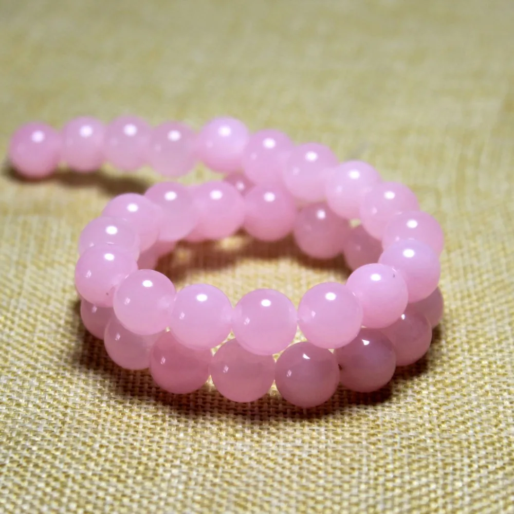 Оптовая Круглый Розовый Краситель Jade Натуральный Белый Камень Бисер Для