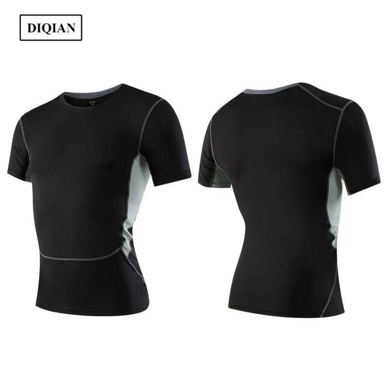 DIQIAN Fitness Sport T-shirt Men Short Sleeve Europe and America Male Quick-drying Bodybuilding Running T-shirts Plus Size 3XL | Спорт и