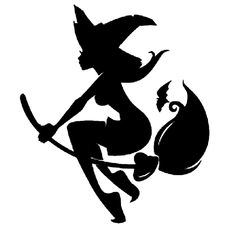 

12.4cm*14..4cm Witch On Flying Broom Fun Car-styling Car Sticker Decals Decor Vinyl S6-3907