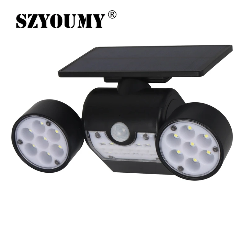 

SZYOUMY Double Head Solar Lamp Outdoor Waterproof Garden Wall Solar Light With 30 leds Adjustable Angle Security Lighting