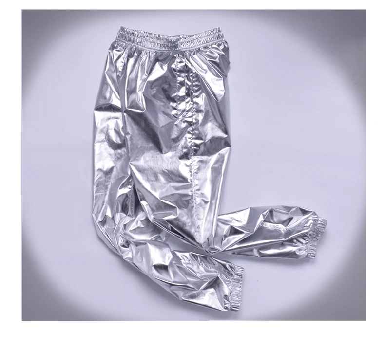 Plus size 8XL Spring Women Loose Silver Harem Pants Female Casual Shiny jogger sweatpants Women Motorcycle Metallic trousers
