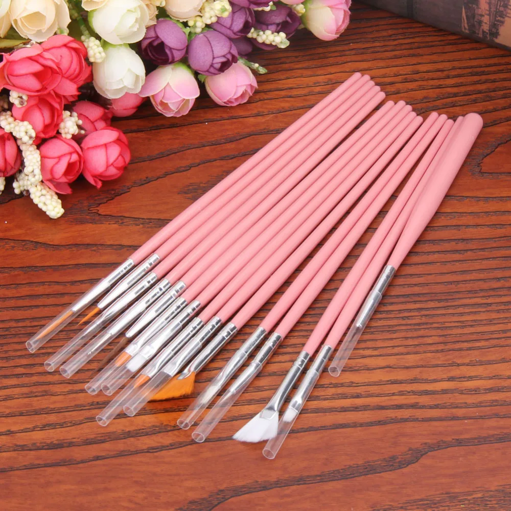 15 шт. Дизайн ногтей Аксессуары Кисточки комплект Инструменты Профессиональный Pen