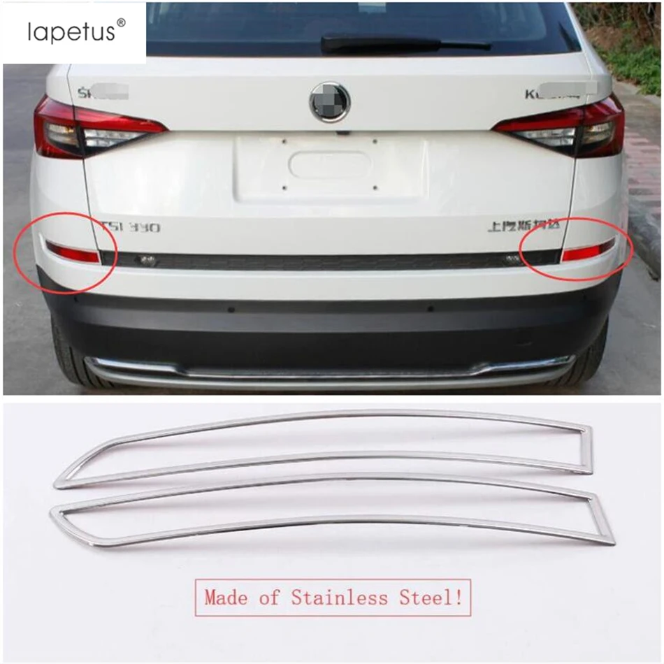 Lapetus Accessories Fit For Skoda Kodiaq 2017 - 2020 Stainless Steel Rear Fog Lights Foglight Lamp Molding Cover Kit Trim | Автомобили и