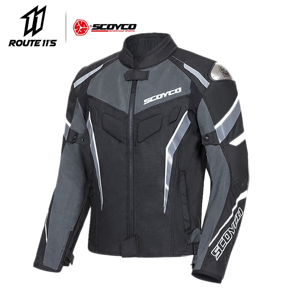 gray jacket SCOYCO Мотоциклетная Куртка Светоотражающий, для мотокросса куртка Для мужчин байкерская куртка защитный Шестерни мотор Костюмы мотоцикла защитный бронированный чехол - Цвет: gray jacket