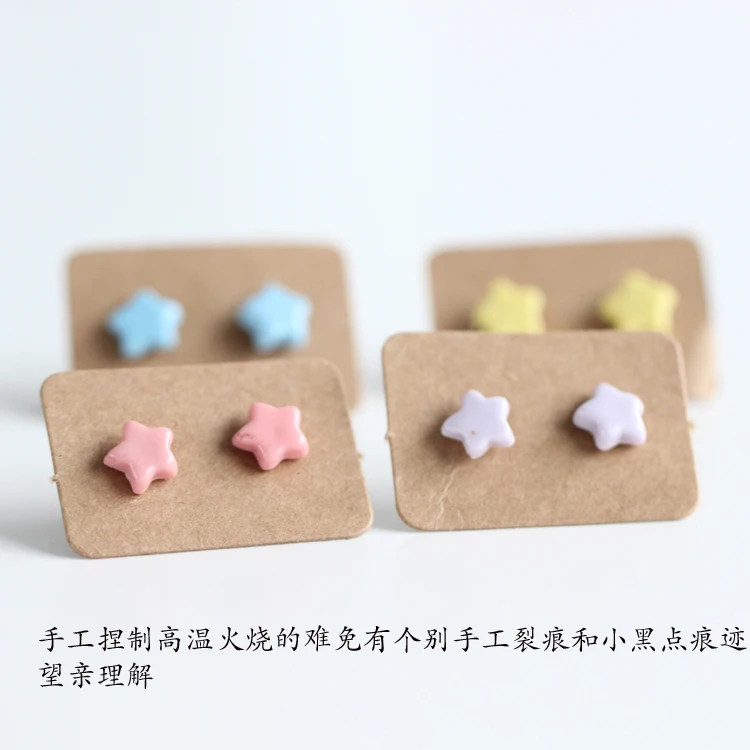 Женские Новые Креативные красочные серьги гвоздики из керамики с рисунком