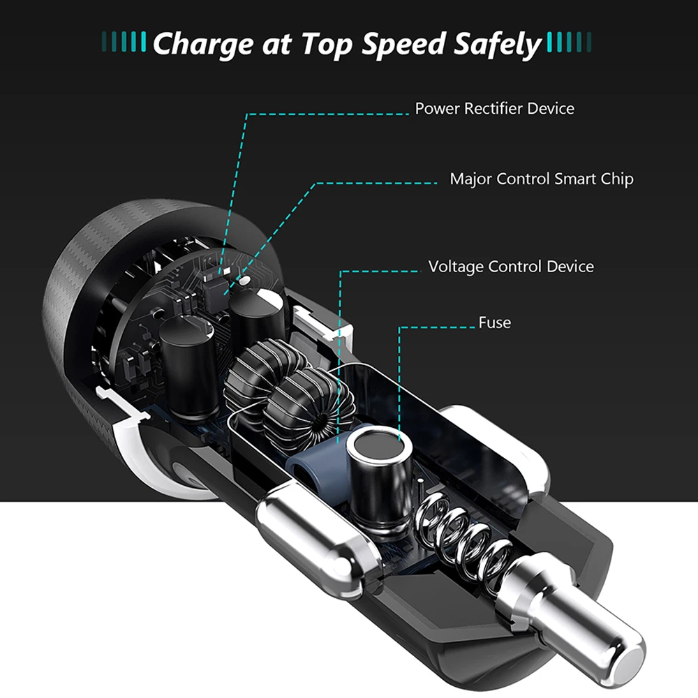 Tiegem Quick Charge 3.0 Dual USB Автомобильное Зарядное устройство 30 Вт Универсальное зарядное автомобильное-Зарядное устройство мобильного телефона Зарядное устройство адаптер для iPhone X Samsung