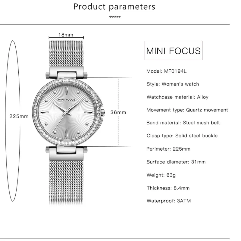 MINIFOCUS модные роскошные Брендовые женские часы для девочек ювелирный браслет
