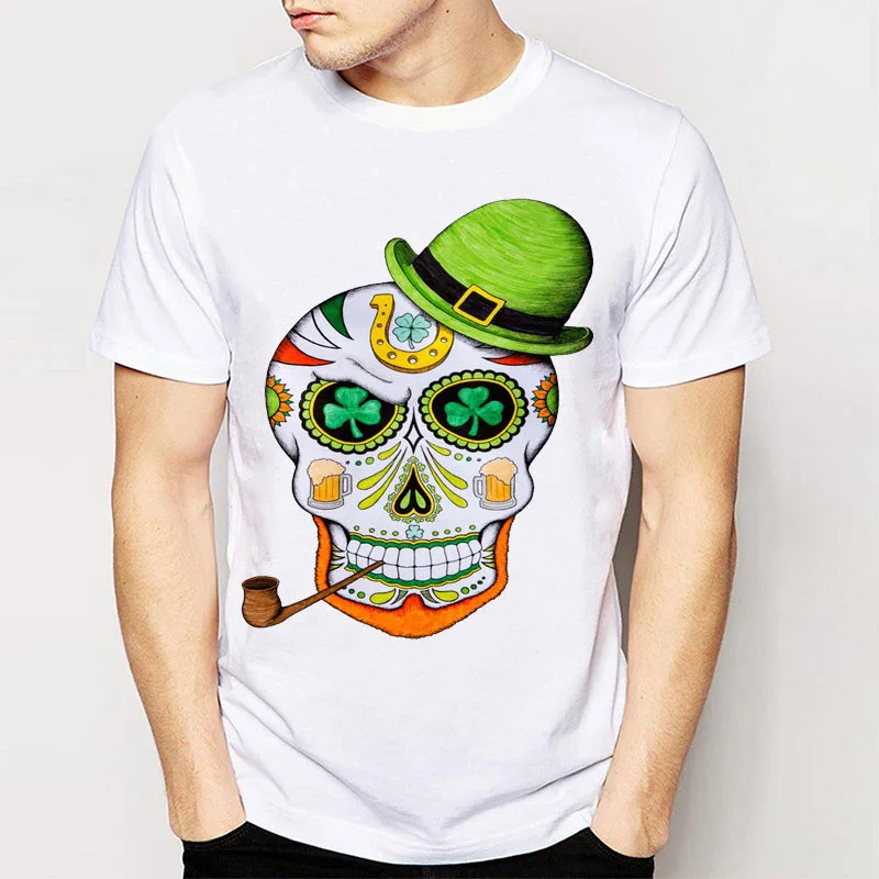 Лето 2017 г. повседневные забавные Блестящий череп Футболки для девочек мужские