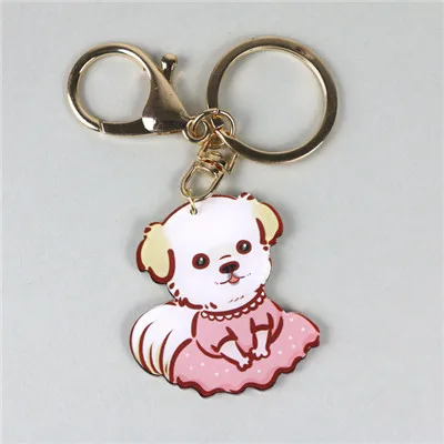 Серый Fashion Jewelry Pet Keychain Photo Cute dog parts glass convex photo keychain acrylic metal chain keychain fashion accessories - Цвет: Серый