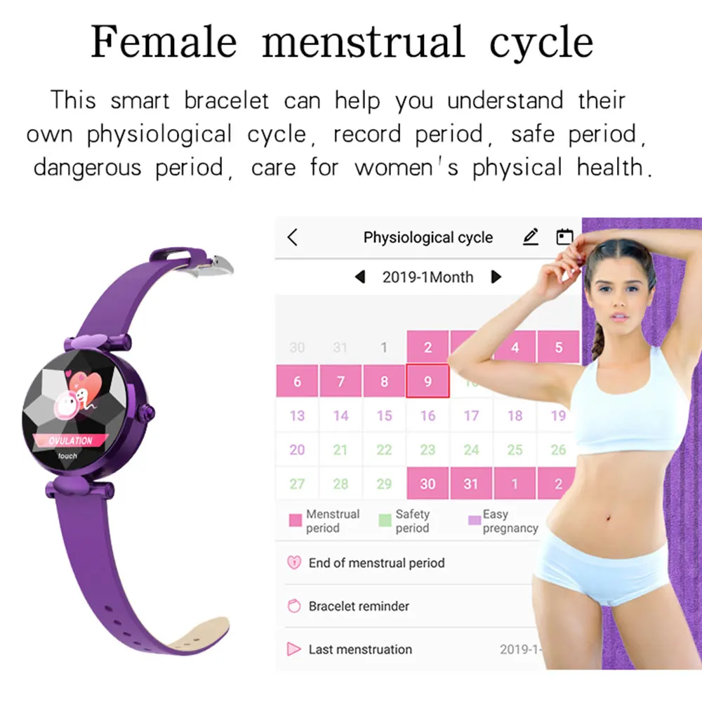 Женские Смарт часы J2 менструального цикла Браслет для измерения кровяного