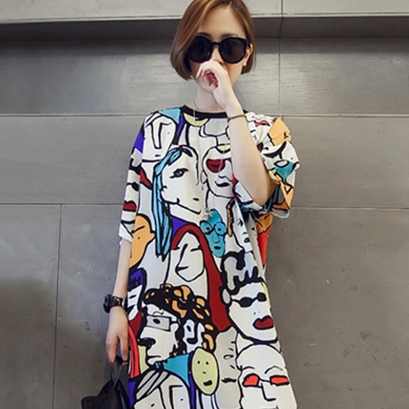 Women Homewear Short Sleeve Sleep Dress Cartoon Pattern Printed Sleepshirt Female Summer Short Sleeve O-neck Collar Sleepwear