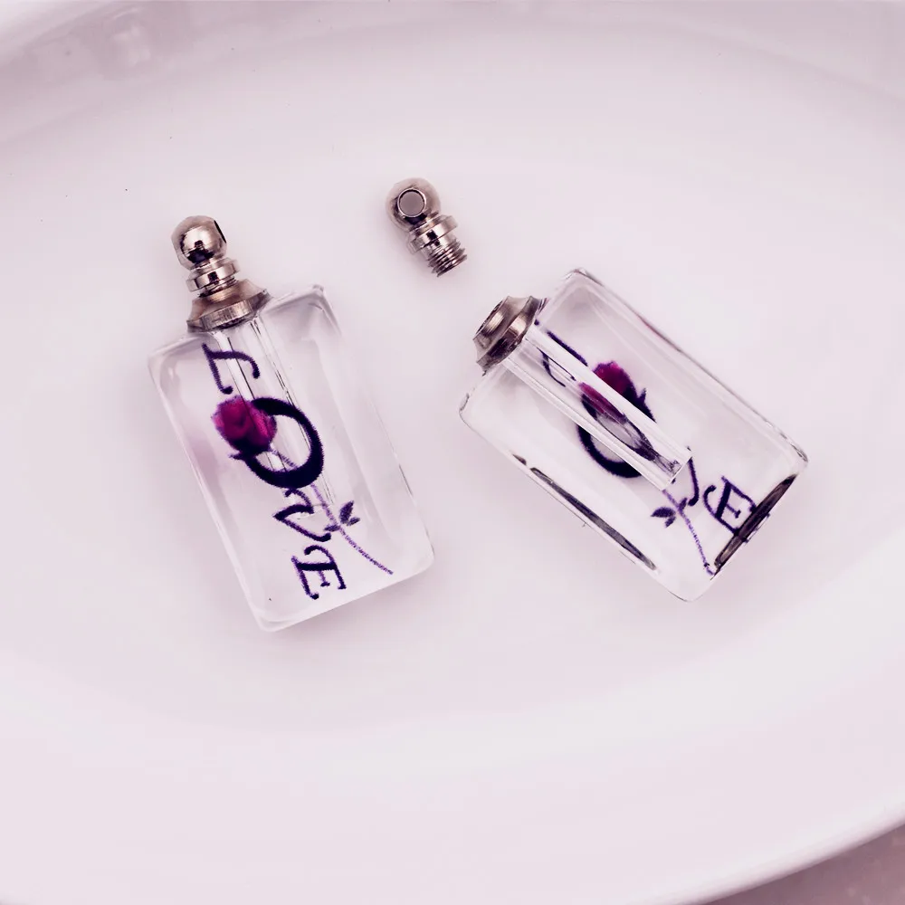 1 шт. хрустальные флаконы с розовым цветком парфюмерный флакон кулон рисовое