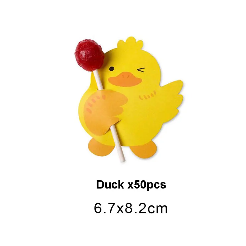 duck x50pcs 50 шт./упак. Единорог Леденец Украшения карты одежда для свадьбы, дня рождения украшения Дети Конфеты сувениры Декор для гостей; с героями мультфильмов - Цвет: duck x50pcs