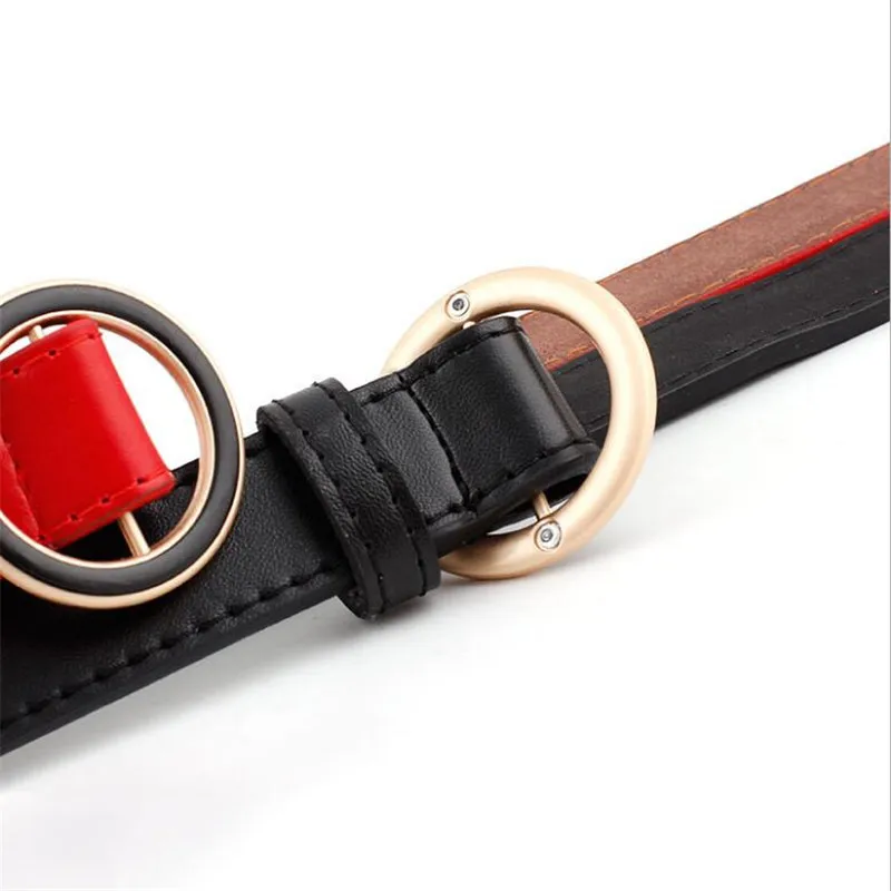 2019 Classic Round Circle Belt for Women Metal Pin Buckle PU Leather Black White Red Waist Belts Ladises Jeans Pants Waistbands |