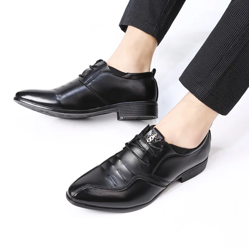 Туфли оксфорды мужские классические ПУ кожа плоская подошва на шнуровке