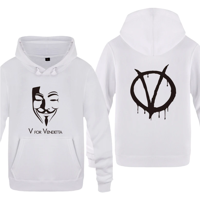 Фильм V for Vendetta крутые толстовки Для мужчин 2018 с капюшоном пуловер начёсом