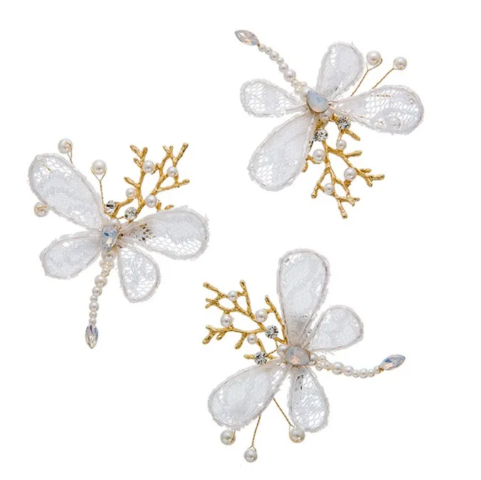 3 шт. белые кружевные жемчужные украшения для волос заколки волос|Украшения