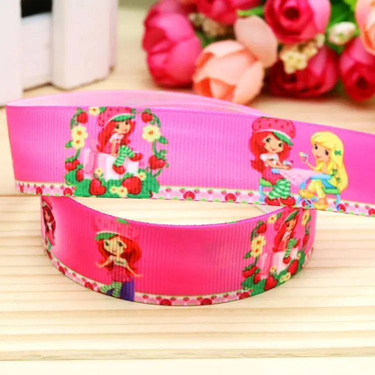 

7/8'' Free shipping strawberry printed grosgrain ribbon hair bow headwear party decoration wholesale OEM 22mm H4740