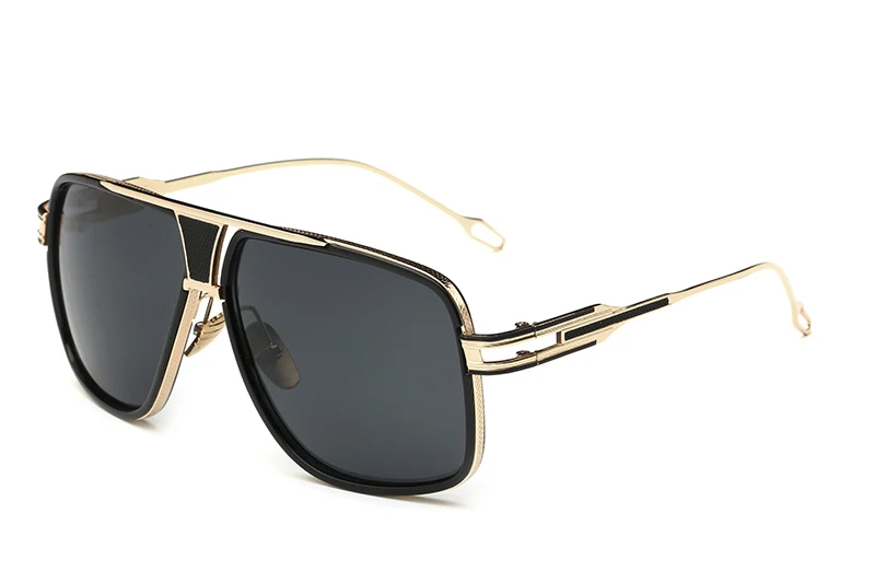 Gold w black LEIDISEN стиль Солнцезащитные очки Мужские брендовые дизайнерские солнцезащитные очки для вождения Oculos De Sol Masculino Grandmaster Квадратные Солнцезащитные очки - Цвет линз: Gold w black