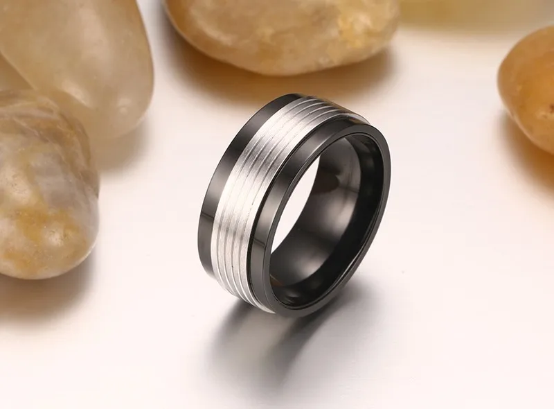 Vnox черный Spinner Кольца для Для мужчин ювелирные изделия панк свадебные изделия|ring