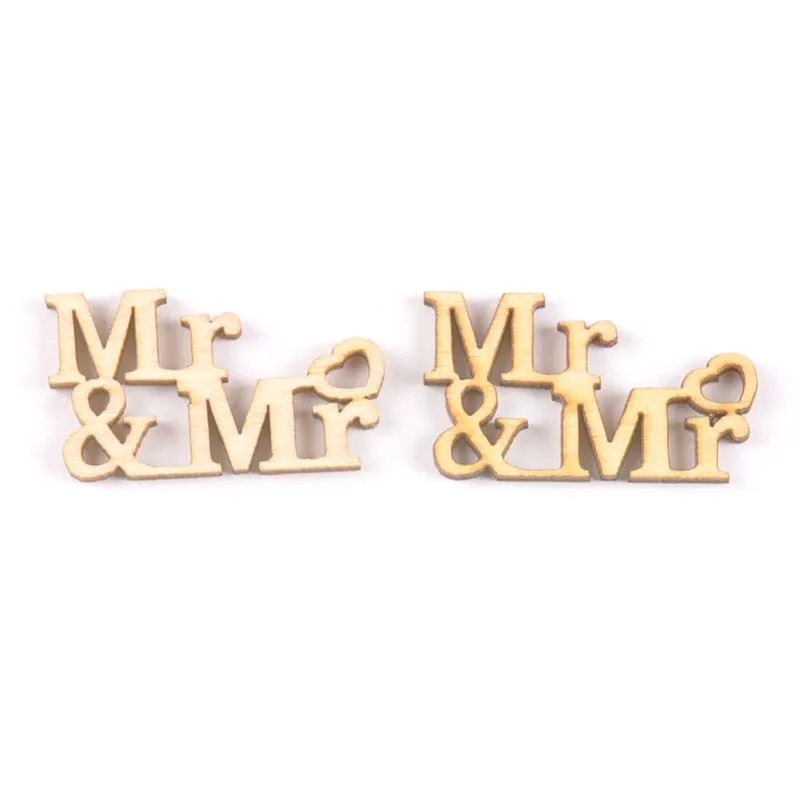 20 шт деревянные DIY аксессуары из натурального дерева Mr & Mrs скрапбукинг украшения