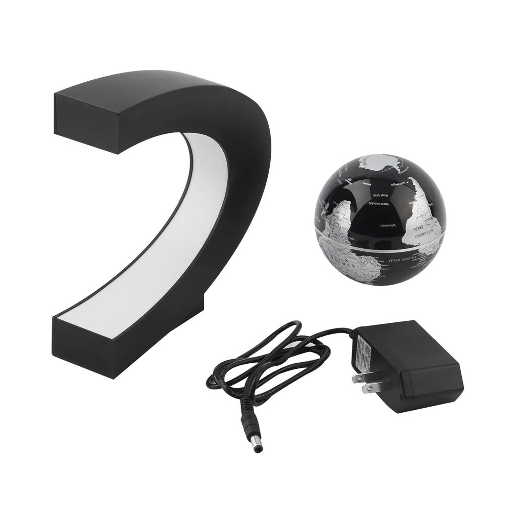 C Форма LED карта мира Плавающий глобус Магнитный левитационный свет
