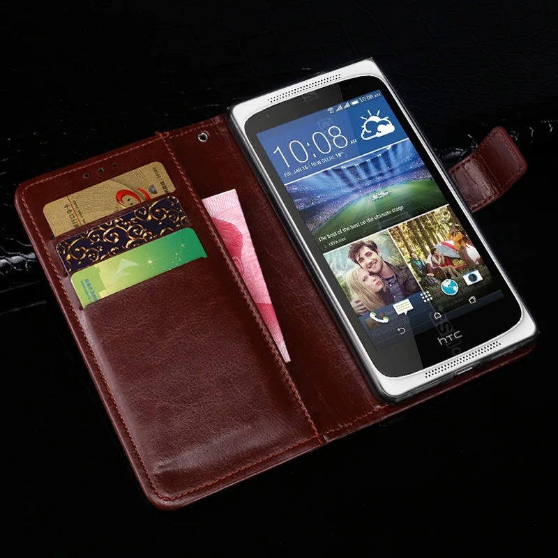 Роскошный кожаный чехол книжка для HTC Desire 526G + с двумя SIM картами 4 7 дюйма бумажник