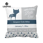 Пользовательский Синий Серый чехол для подушки, квадратная Милая лиса, хлопчатобумажная искусственная Обложка, декоративный индивидуальный подарок ребенку, родственник, чехол