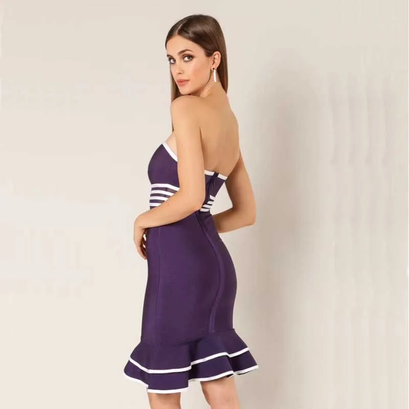 

Bandage Dresses Strapless Elegant Fashion Celebrity Evening Party Night Club Sexy Women Mermaid Dress