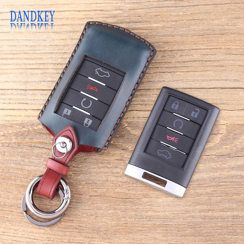 Dandkey чехол для дистанционного ключа от машины Fob 5 кнопок CADILLAC ATS SRX STS CTS DTS без