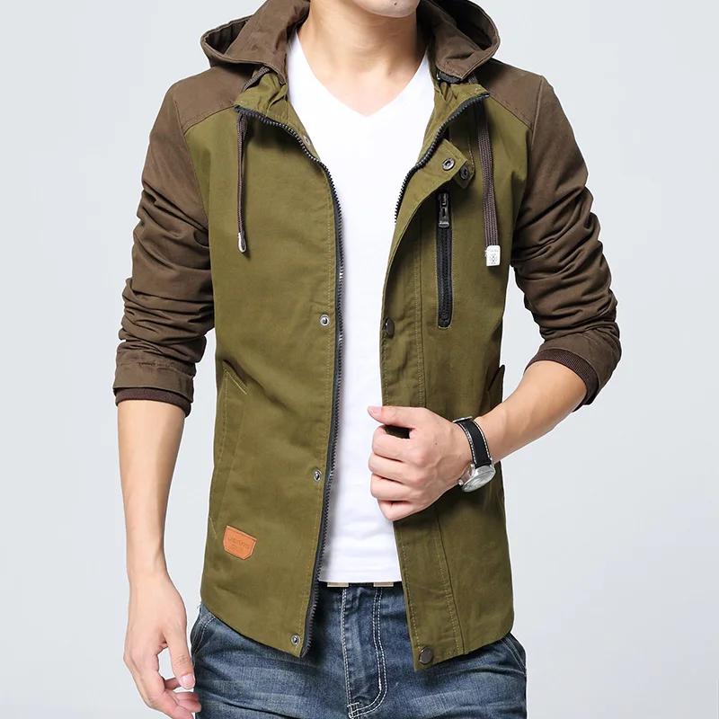 Men's Hooded Jackets New Fashion Autumn Male Army Green Casual jackets Outwear coats Size 2XL | Мужская одежда