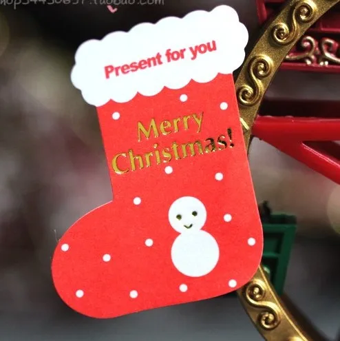 

1lot = 90pcs Paper Sticker New Christmas Label,Gift Package Sealing Sticker for Cookie/Candy/Nuts Package, Lovely X'mas boots