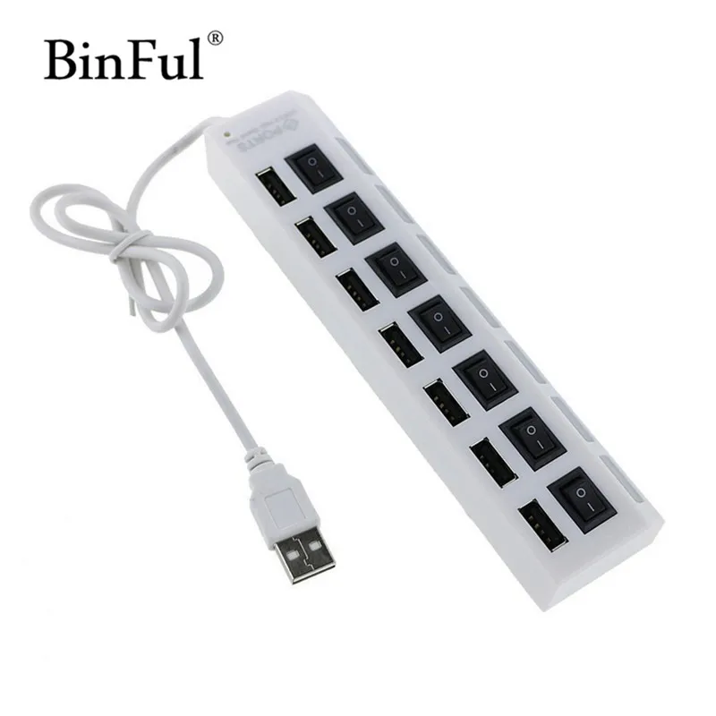 BinFul Новый Высокоскоростной 7-портовый Разветвитель USB 2 лампа-расширитель