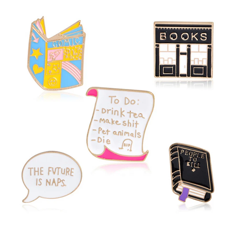 

Bookstore book unicorn metal brooch button pins denim jacket pin jewelry decoration badge for clothes lapel pins
