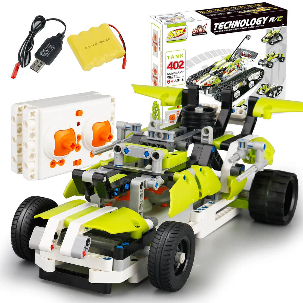DIY RC автомобиль строительный блок высокая скорость внедорожный деформация дети