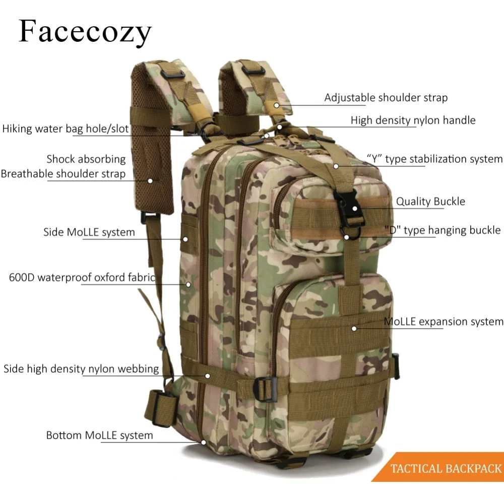 Рюкзак Facecozy для кемпинга и походов 25 30L водонепроницаемый нейлоновый рюкзак