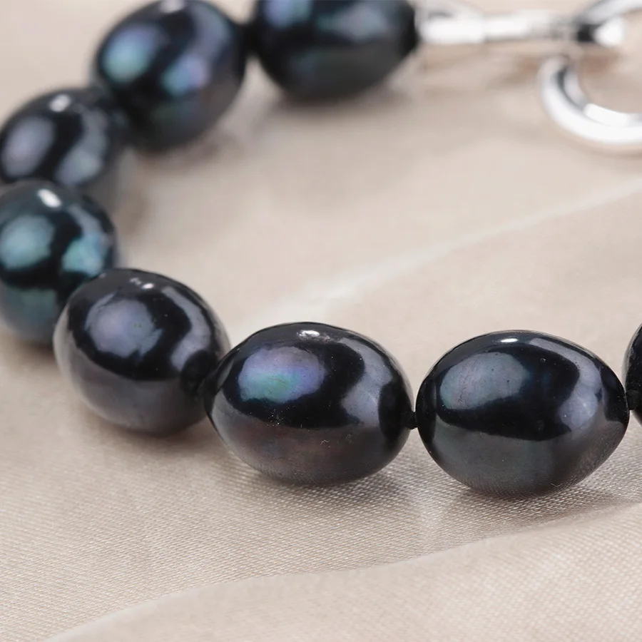 Женские большие черные браслеты из натурального жемчуга 11 12 мм Модный