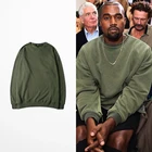 Новинка 2017, свитшоты, однотонные мужские толстовки, спортивная одежда в стиле оверсайз с опущенными плечами, мужские топы в стиле хип-хоп, в стиле Канье