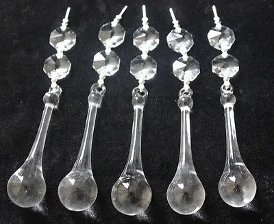 

20pc clear teardrops chandelier crystal prisms lamp part pendant connected with silver bowties