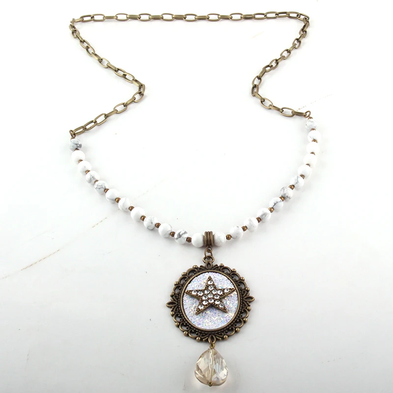 Женское Ожерелье с натуральным камнем длинная цепочка кристаллами ожерелье в