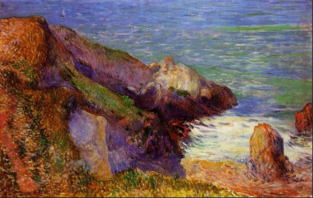 

High quality Oil painting Canvas Reproductions Rocks on the breton coast (1888) by Paul Gauguin hand painted