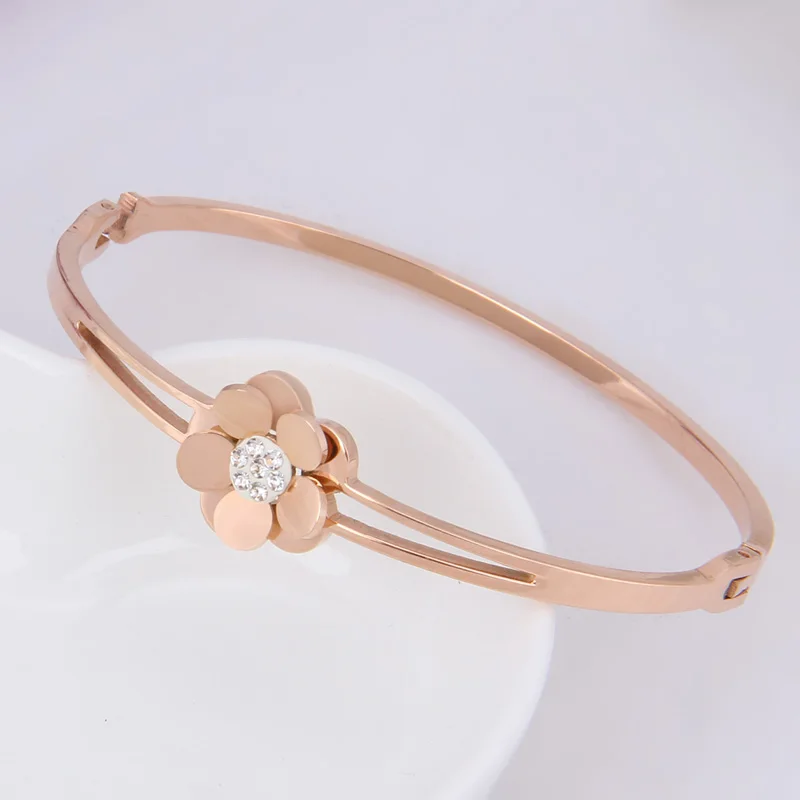 Бейлин Новинка 2017 года Нержавеющая сталь изделия Хрустальный цветок Браслеты