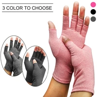 1pair health care joint pain lightweight durable therapy compression gloves half finger hand arthritis unisex wrist support soft