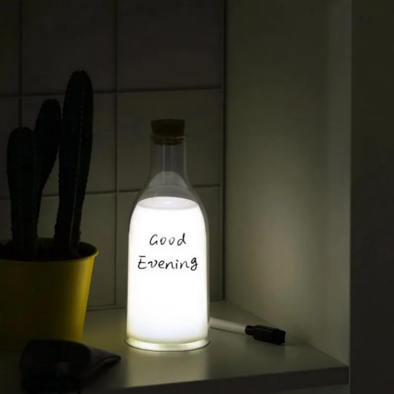 Молочная бутылка ночник USB Charing DIY сообщение светодиодная лампа режим сна