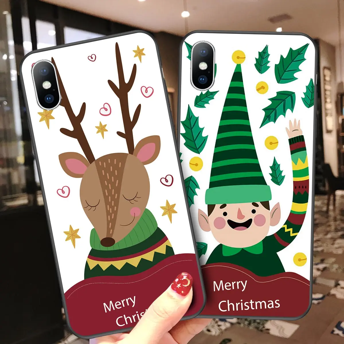 Moskado Deer Antlers Phone Case For iPhone 6 6s 7 8 Plus X XR XS Max Cute Cartoon Elk Head Soft TPU 5 5S SE Cover |