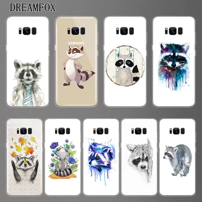 N183 Raccoon Soft TPU Silicone Cover For Samsung Galaxy A3 A5 A6 A7 A8 A9 M10 M20 S10 S10E Lite Plus 2017 2018 Case |